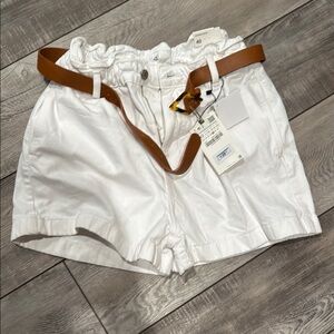 White Women's Shorts with Belt